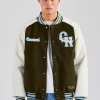 Oversized CN Applique Bomber Jacket - Green