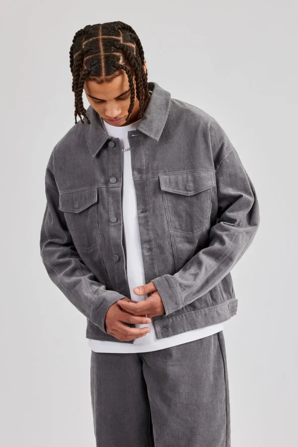 Oversized Cord Jacket - Grey