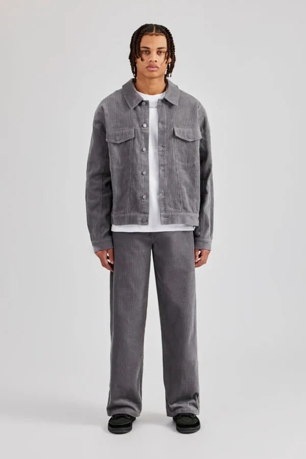 Oversized Cord Jacket & Straight Leg Trouser - Grey