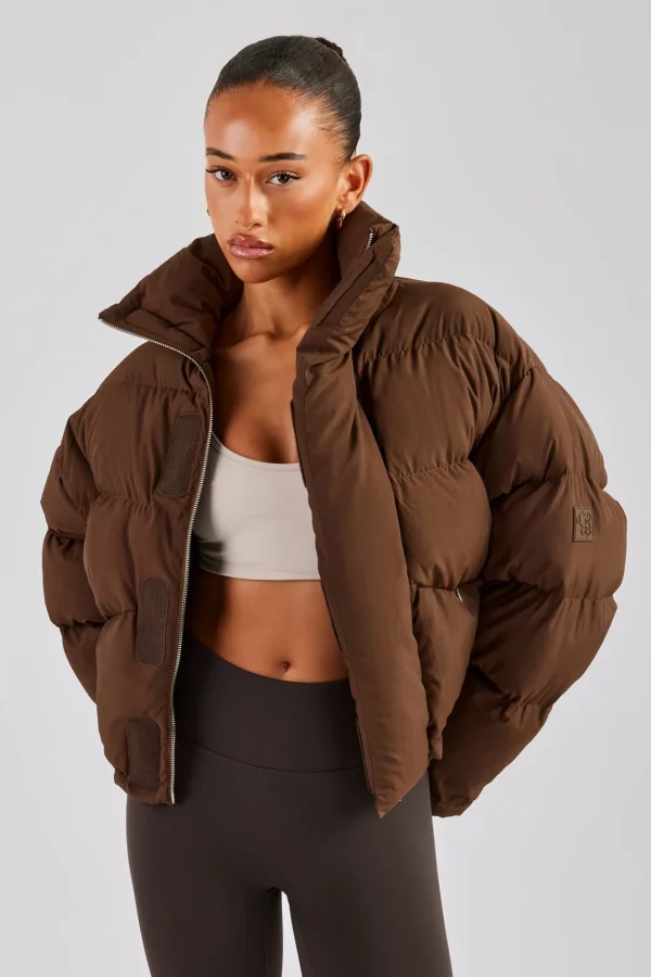 Oversized Padded Puffer Jacket - Chocolate