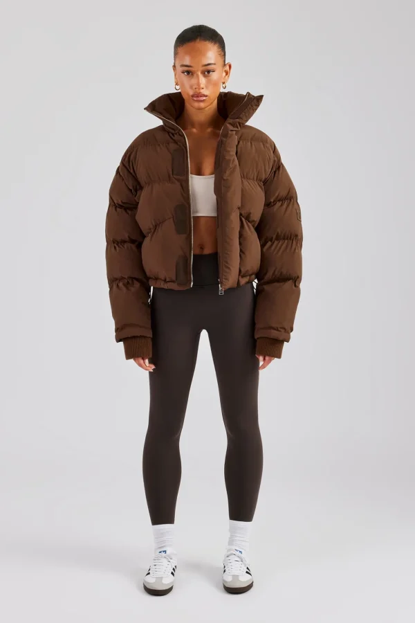 Oversized Padded Puffer Jacket - Chocolate