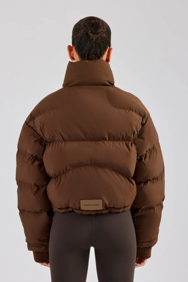 Oversized Padded Puffer Jacket - Chocolate