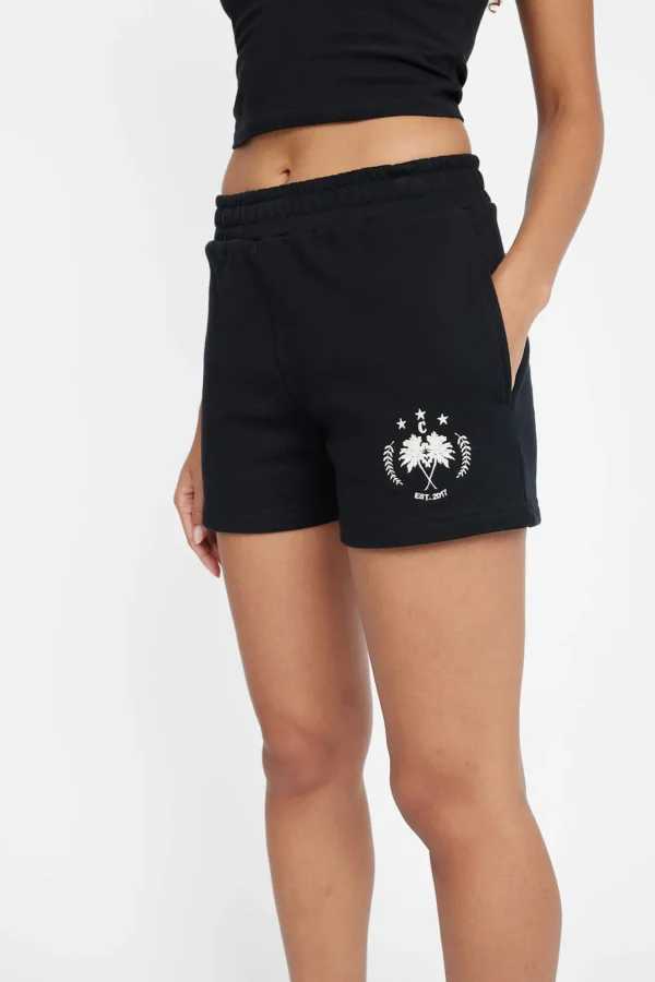 Palm Crest Jersey Shorts - Black