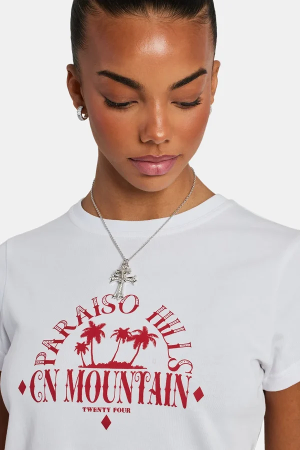 Paraiso Palm Baby Tee - White