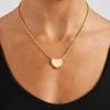 Pink Agate Heart Necklace - Gold