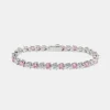 Pink & Clear Heart Tennis Bracelet - White