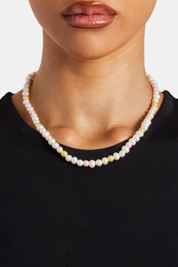 Pink & Lemon Freshwater Pearl Necklace - 6mm