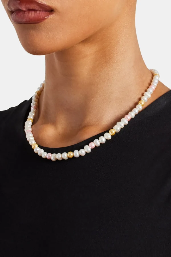 Pink & Lemon Freshwater Pearl Necklace - 6mm