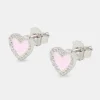 Pink Enamel Heart Stud Earrings - 6mm