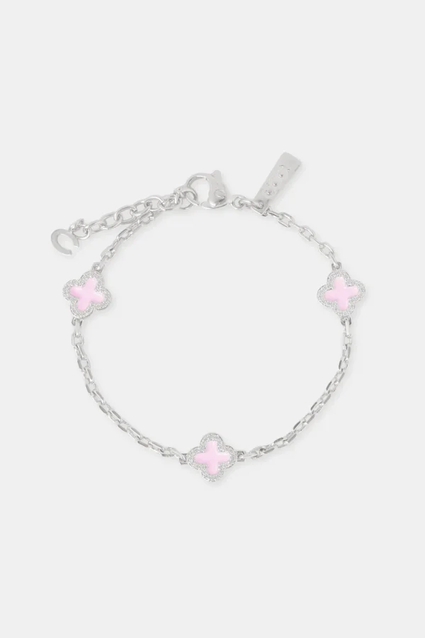 Pink Enamel Motif Rolo Link Bracelet - 10mm