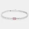 Pink Gemstone Tennis Bracelet - White 3mm