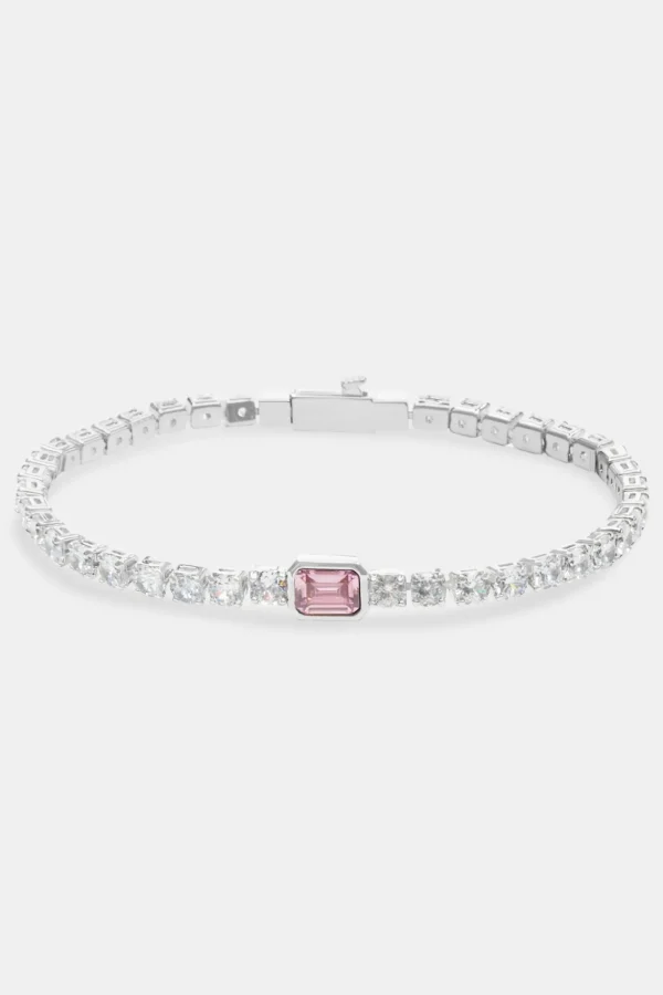 Pink Gemstone Tennis Bracelet - White 3mm