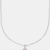 Pink Heart Bezel Necklace - White