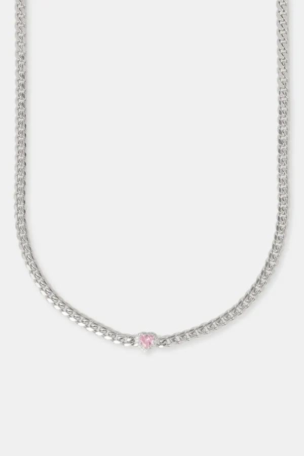 Pink Heart Cuban Chain - 5mm