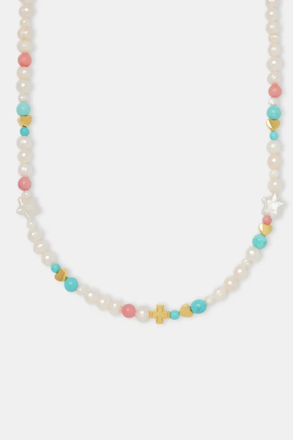 Pink Motif Freshwater Pearl Necklace - 6mm