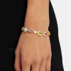 Pink Multi Gemstone Motif Bracelet - Gold