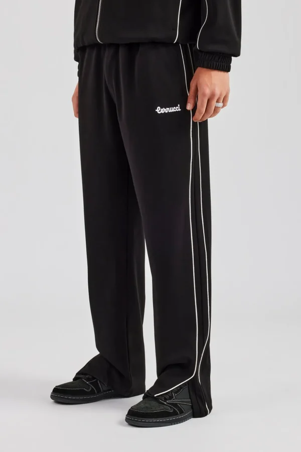 Piping Split Hem Trouser - Black