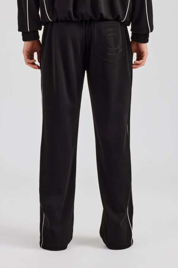 Piping Split Hem Trouser - Black