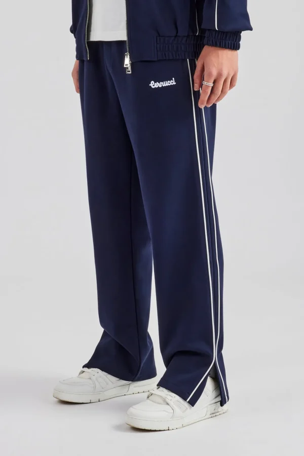 Piping Split Hem Trouser - Navy