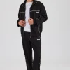 Piping Zip Through Jacket & Trouser - Black