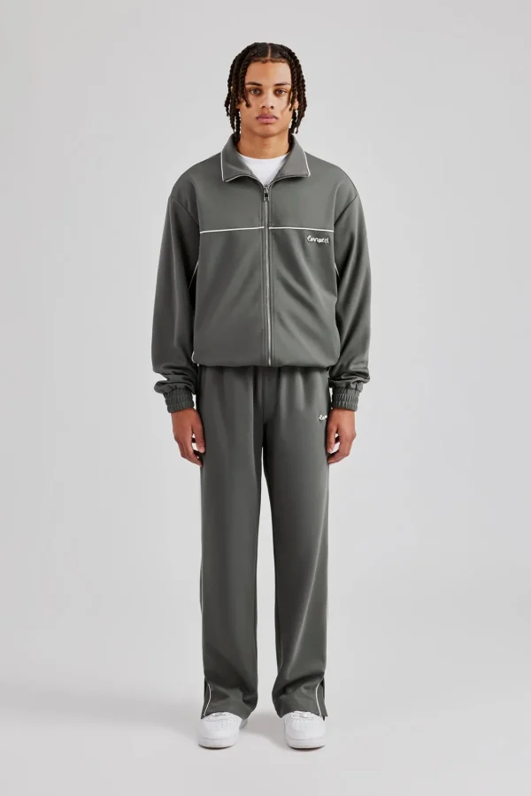 Piping Zip Through Tracksuit - Grey