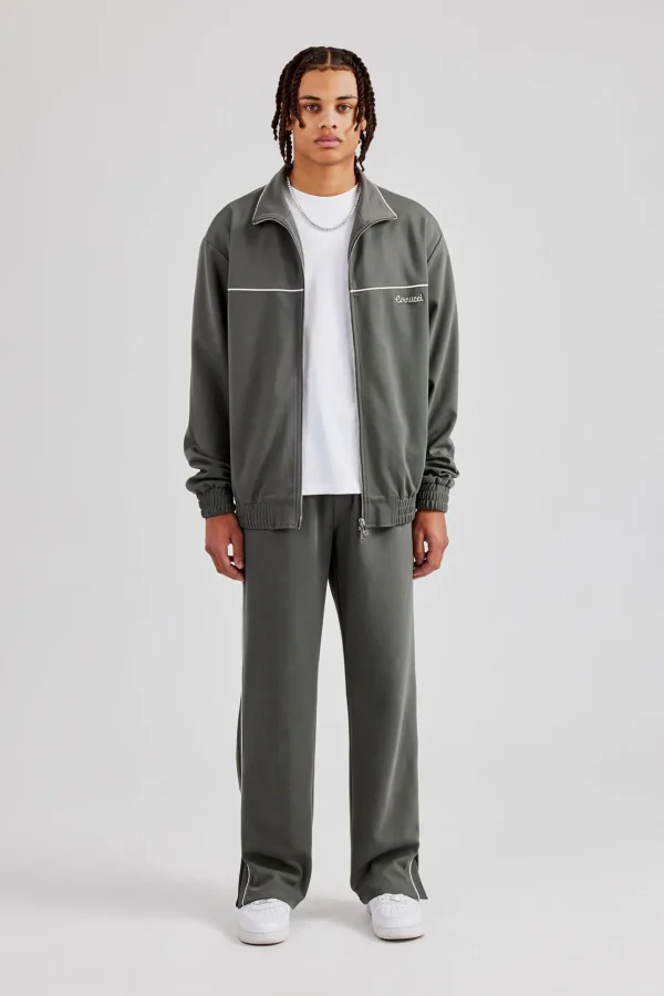 Piping Zip Through Tracksuit - Grey