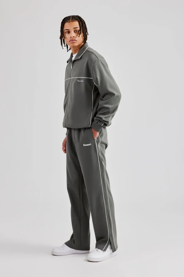 Piping Zip Through Tracksuit - Grey