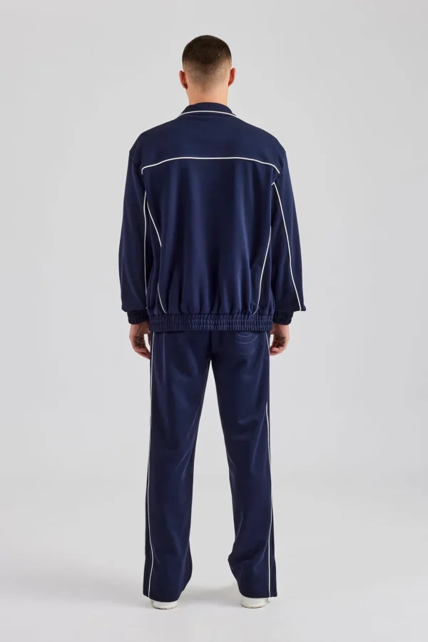 Piping Zip Through Tracksuit - Navy