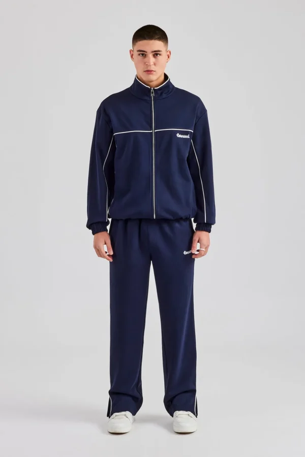 Piping Zip Through Tracksuit - Navy