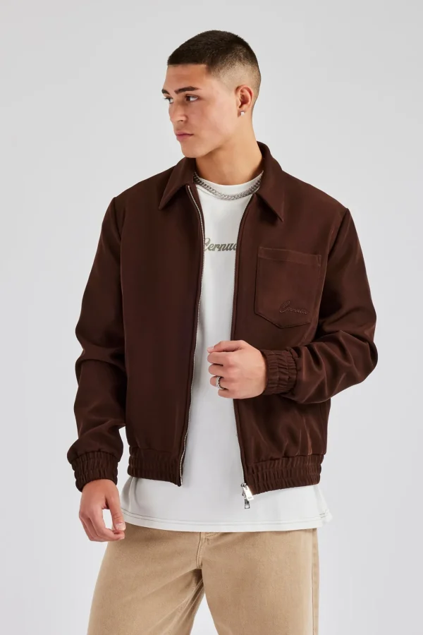 Pocket Twill Harrington Jacket - Chocolate