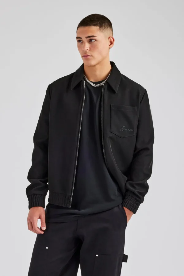 Pocket Twill Harrington Jacket - Black