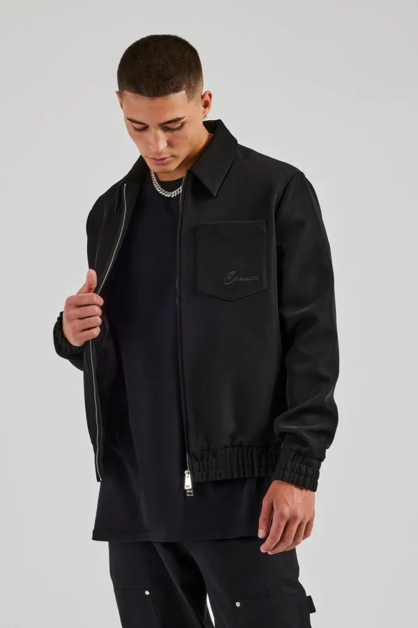 Pocket Twill Harrington Jacket - Black