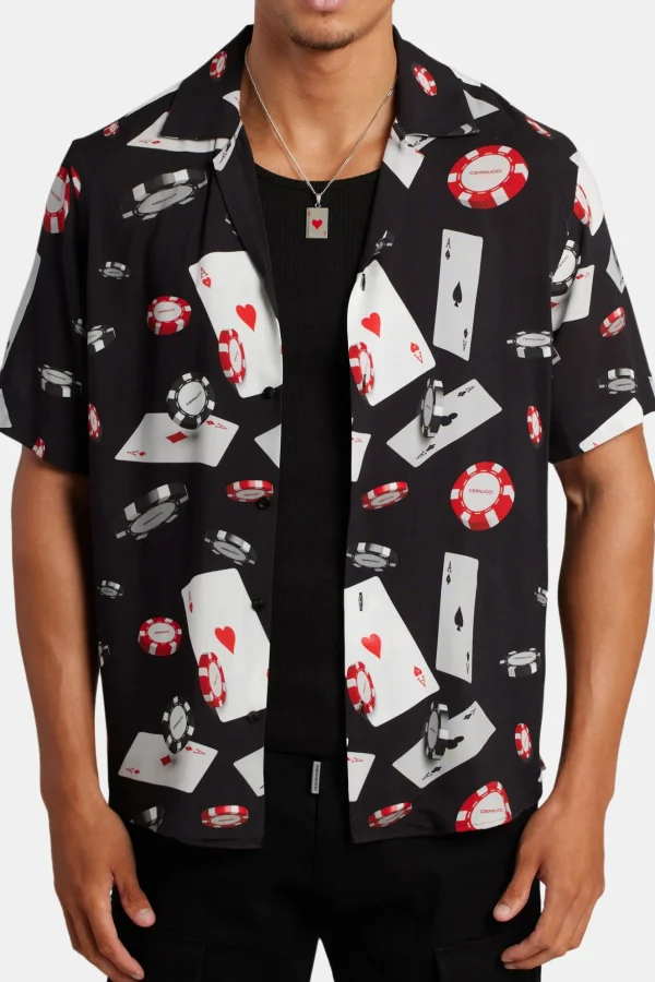 Poker Chip Print Shirt - Black