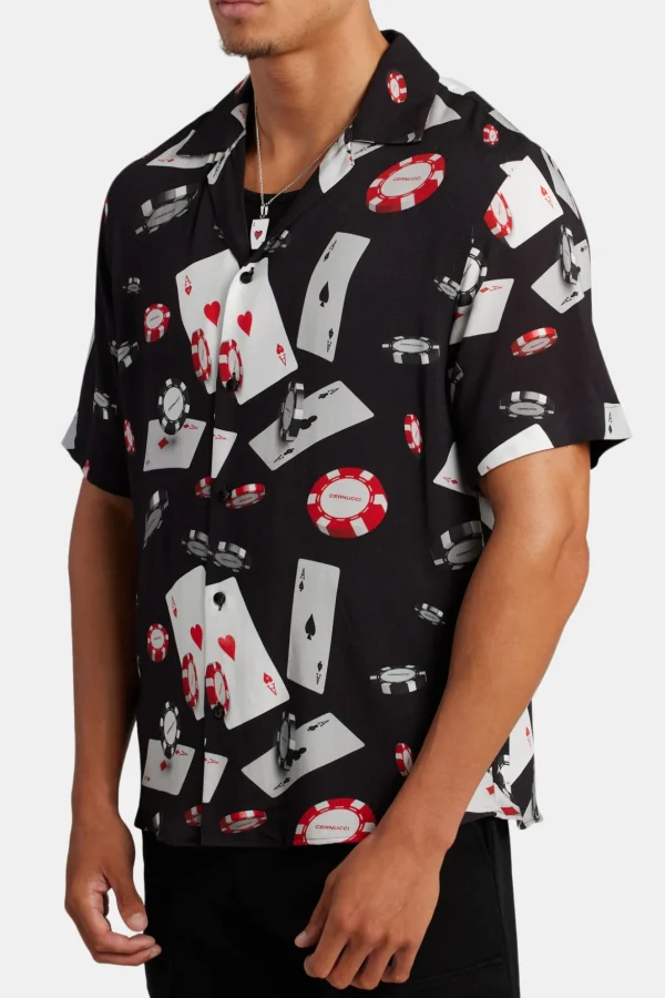 Poker Chip Print Shirt - Black