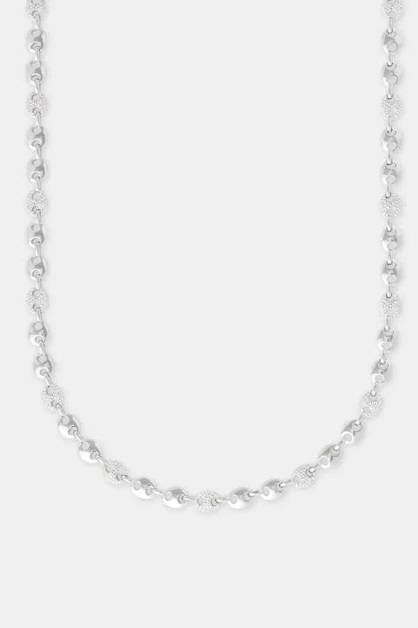 Polished & Iced CZ Pave Coffee Bean Chain - 5mm