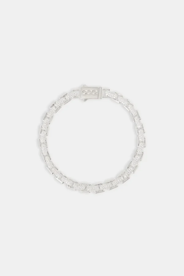 Polished & Iced Flat Link Bracelet - 6mm