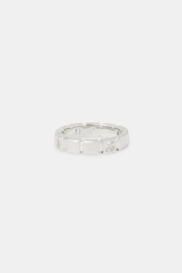 Polished & Iced Square Band Ring - 5mm