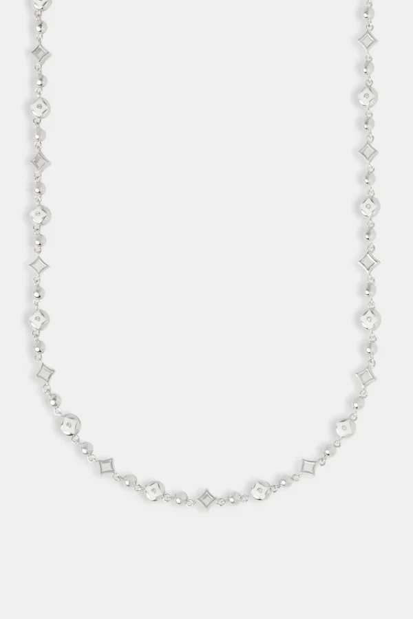 Polished and Cz Star Motif Chain - 6mm