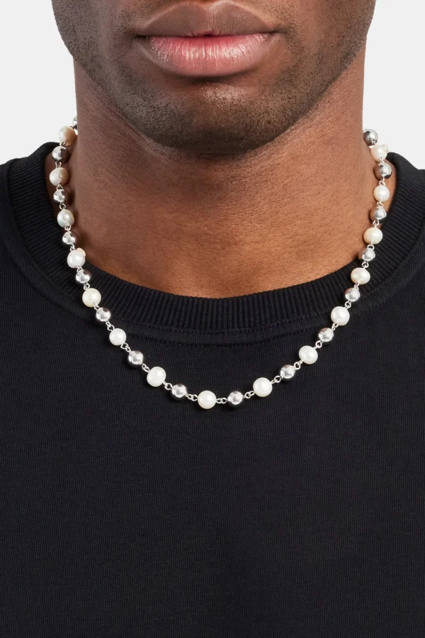 Polished Ball & Freshwater Pearl Necklace