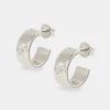 Polished Cross Engraved Huggie Earrings - 12mm