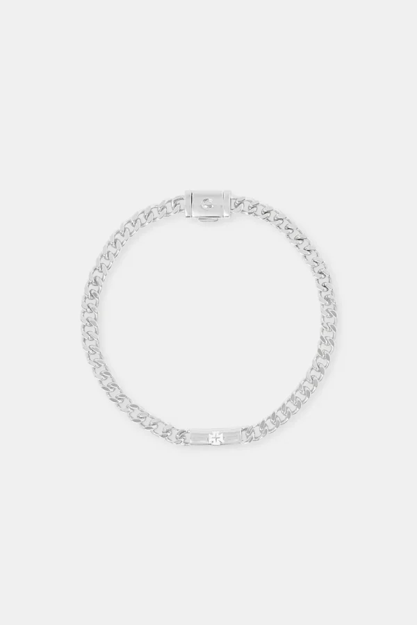 Polished Cross Motif Cuban Bracelet - 5mm