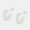 Polished Edge Iced Centre Huggie Earrings - 15mm