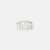 Polished Iced Panelled Ring - 6mm