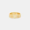 Polished Iced Panelled Ring - 6mm - Gold