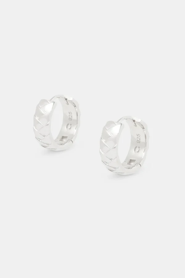 Polished Woven Huggie Earrings - 15mm