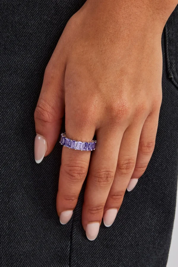 Purple CZ Baguette Tennis Ring - 6mm