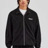 Raglan Embroidered Track Jacket - Black