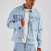 Raw Edge Denim Jacket - Iced Blue