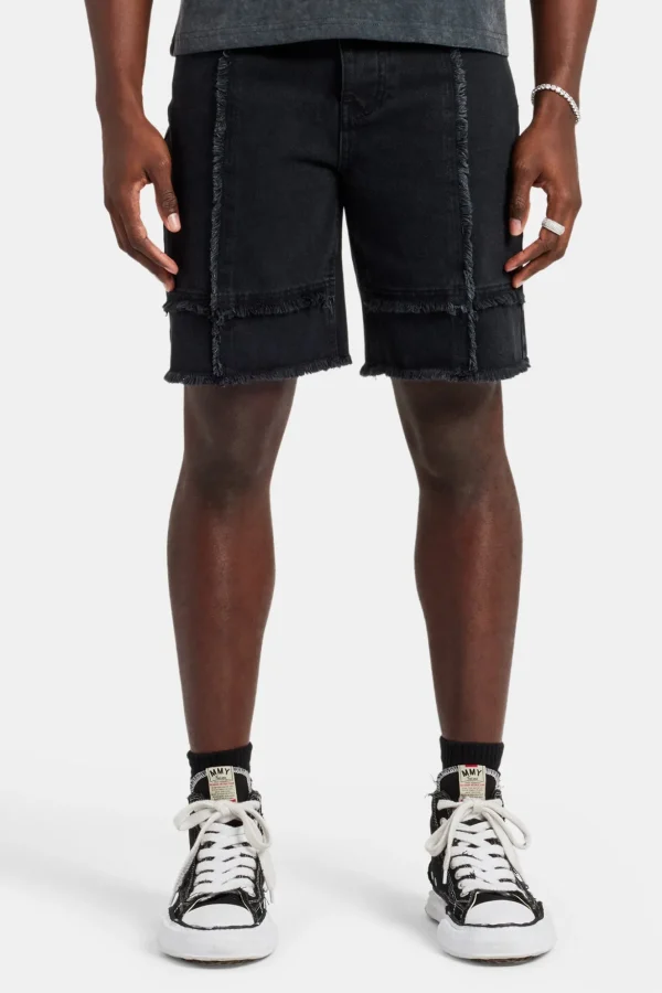 Raw Edge Denim Short - Washed Black