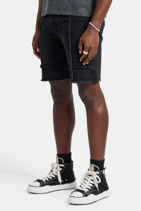 Raw Edge Denim Short - Washed Black